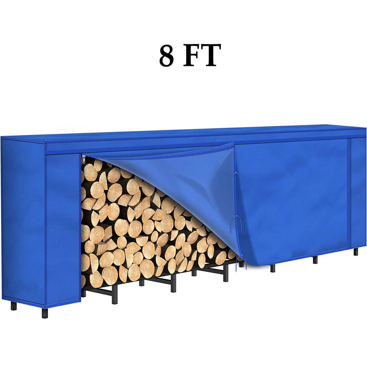 NEX™ Outdoor Firewood Rack with Blue Cover Combo Set